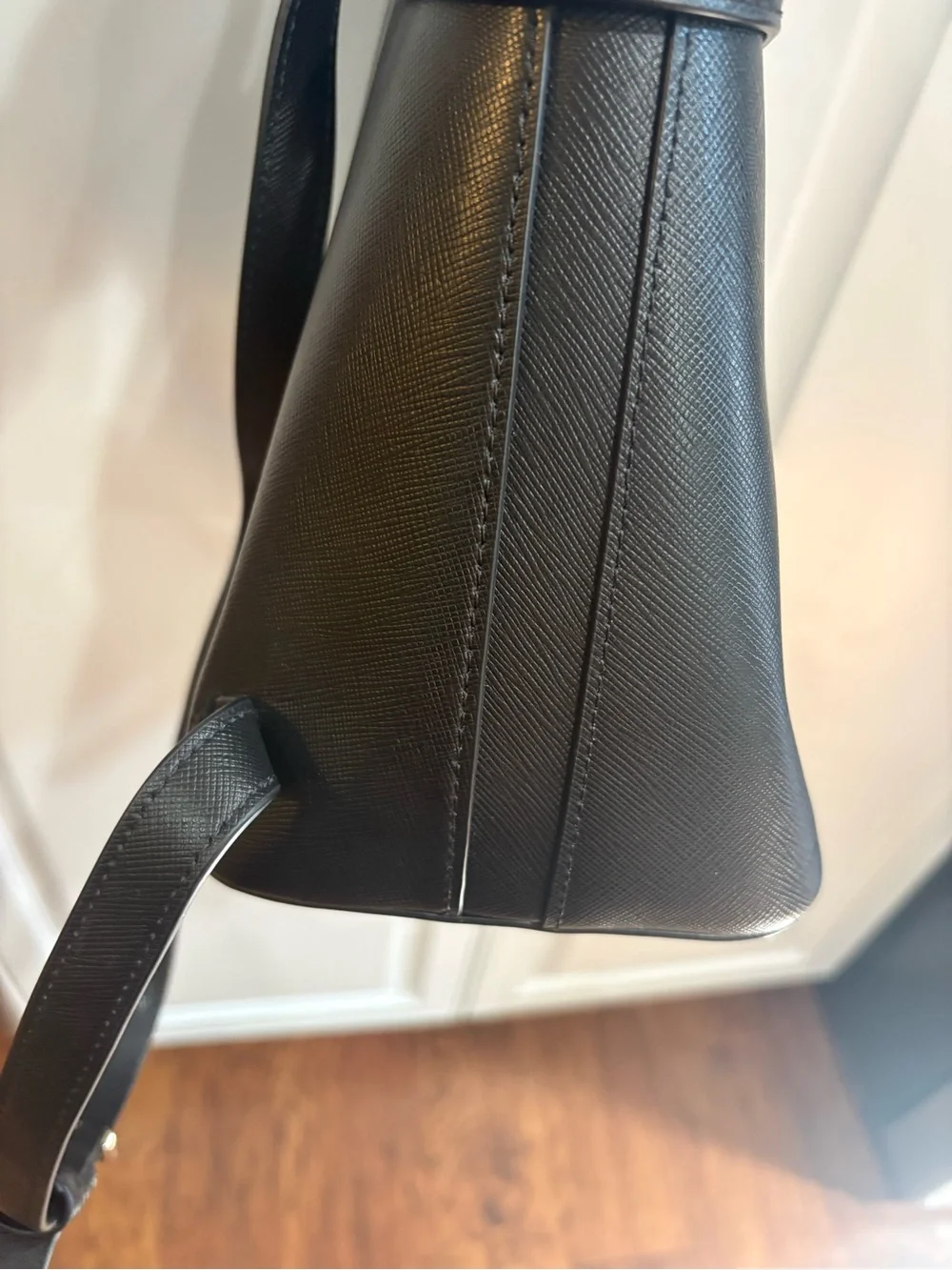 kate spade Black Saffiano Leather dome Backpack with Gold Logo